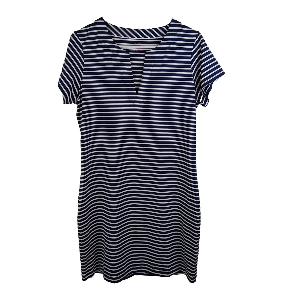 Vineyard Vines Sankaty Shirt Dress Small Blue White Stripe Preppy Coastal Sporty